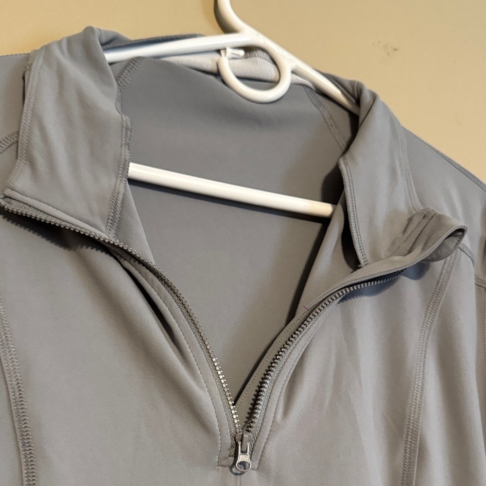 Women's Gray Quarter-Zip Athletic Jacket - Picture 3 of 5